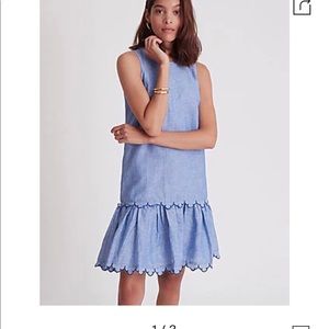 NWT Ann Taylor Cqhambray Flounce Shift Dress